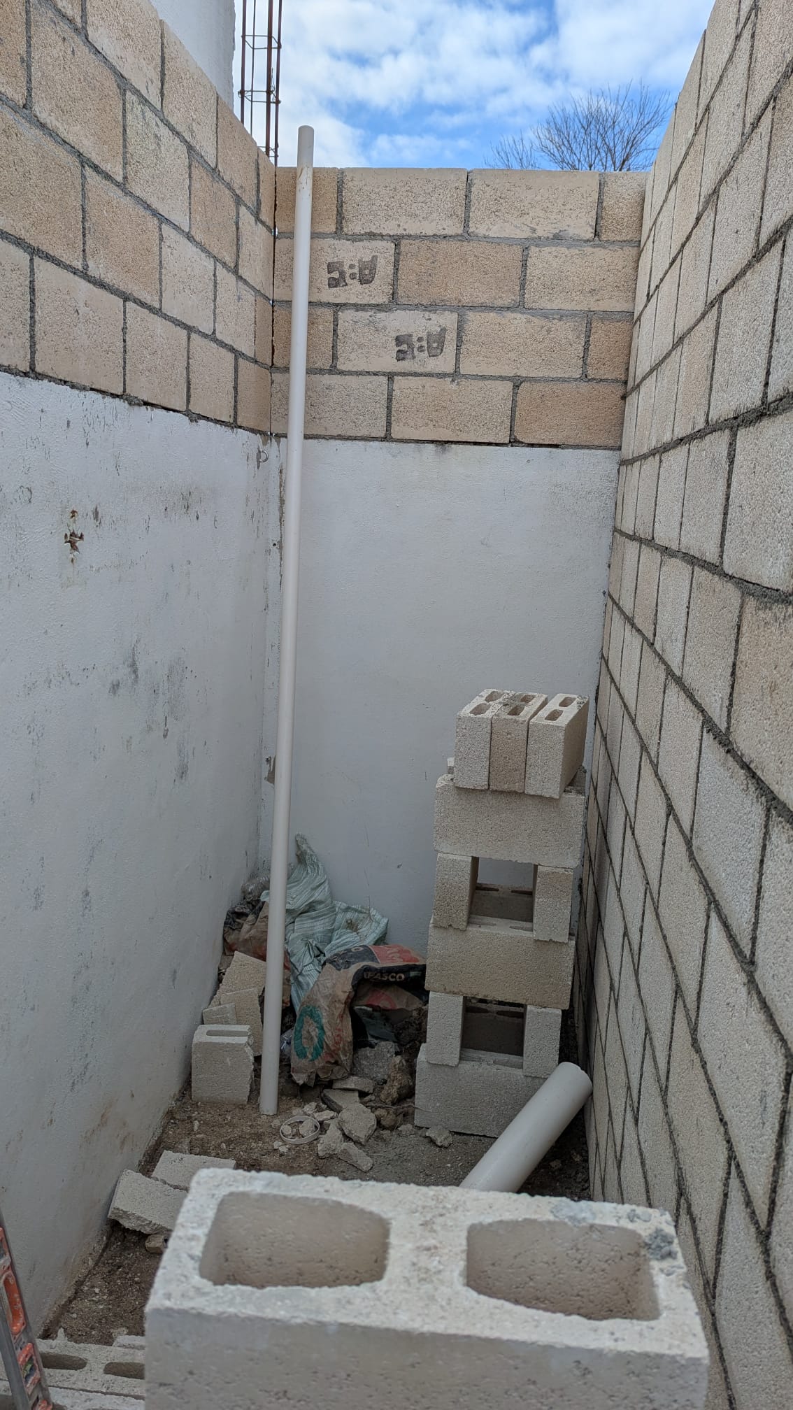 Construction block materials prepared on site